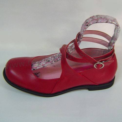 Wine Red PU Crossed Straps Shoes