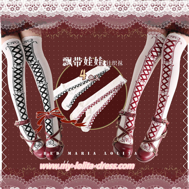 Sweet Ribbons Bows Above Knee Lolita Socks