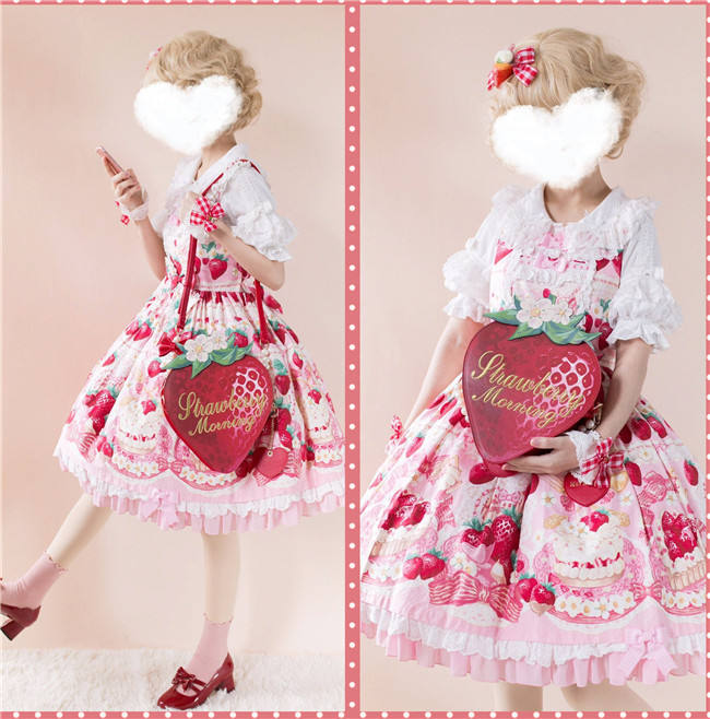 A Strawberry~Sweet Bows Lolita cross bag -Ready Made