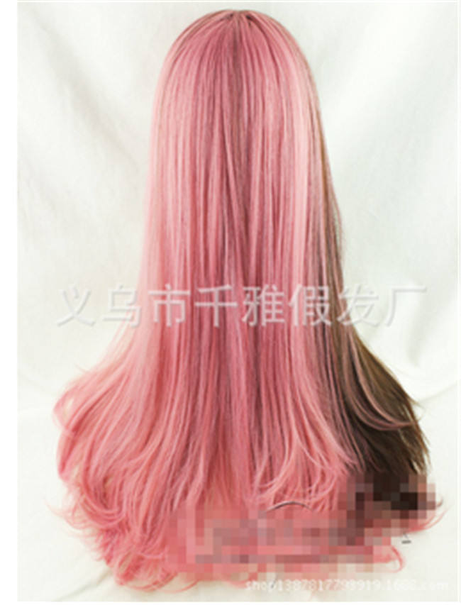 Sweet Smoky Pink&Brown Blended Lolita Wig with Bangs 70cm Long - In Stock
