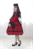 Devil Wing~ Gothic Long Sleeves OP Dress With Detachable Collar -Clearance