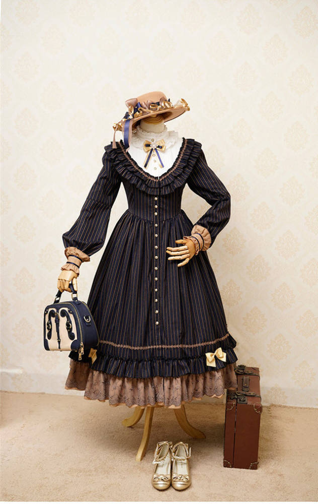 The Florentine Traveller~ College Style Lolita Long Sleeves OP  -Ready Made