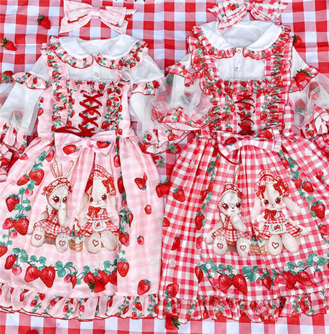 Diamond Honey ~Strawberry Picnic Rabbit Lolita Jumper
