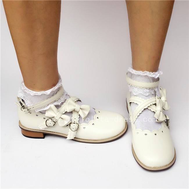 Sweet White Lolita Flats Shoes