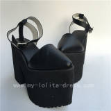 Black Matte Square Heels Lolita High Platform Shoes