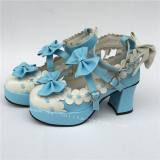 White Pink Square Heel Lolita Footwear