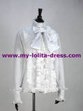White Cotton Bowtie Lolita Shirt off