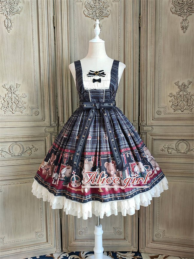 Alice Girl ~Gingham Teddy Lolita JSK -Pre-order