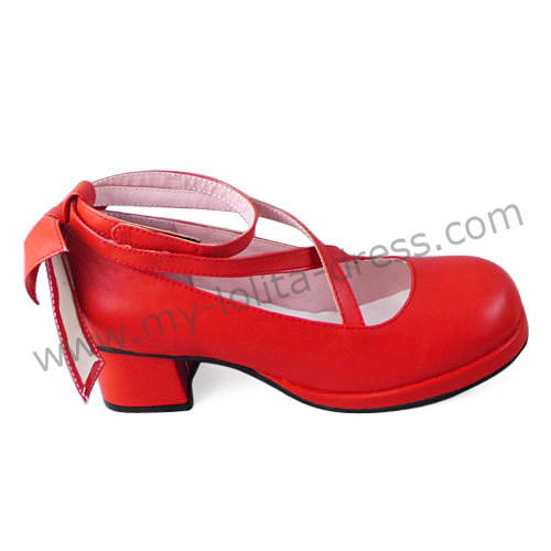 Red Bow Lolita Shoes for Girls