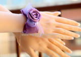 Purple Chiffon Bows Rose Lolita Bracelet-OUT