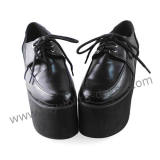 Black Straps Patent Leather Lolita Shoes