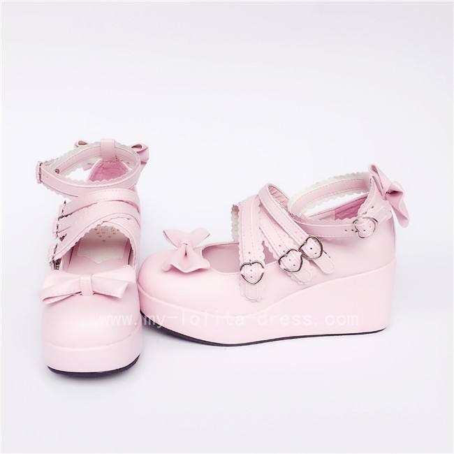 Purple Bow Straps Lolita Platform Shoes