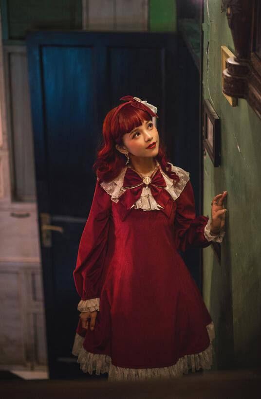 Fleurs Avec Echo&Annabel~ Velvet Lolita OP Dress -OUT