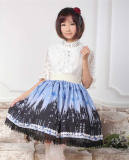 Royal Blue Gothic Lolita Pleated Skirt with Church Patterns off