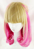 Japanese Fashion Blond Pink 50cm Long Girls Wig