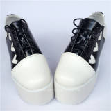 Sweet Black With White Hearts Lolita High Platform Shoes