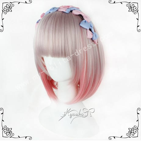 Cute Light Orange Grey Bobo Lolita Wig