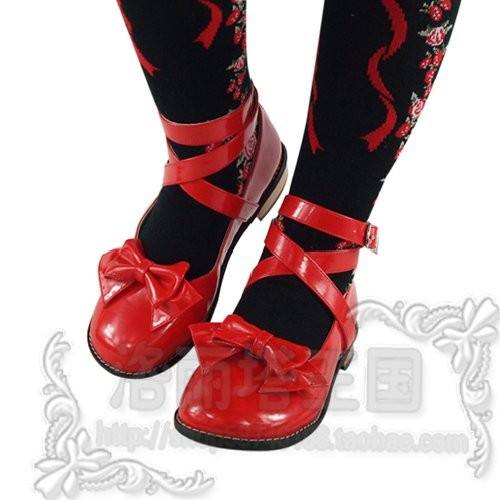 Black/White/Pink/Red Flat Heels Lolita Shoes -Pink Size 38 In Stock