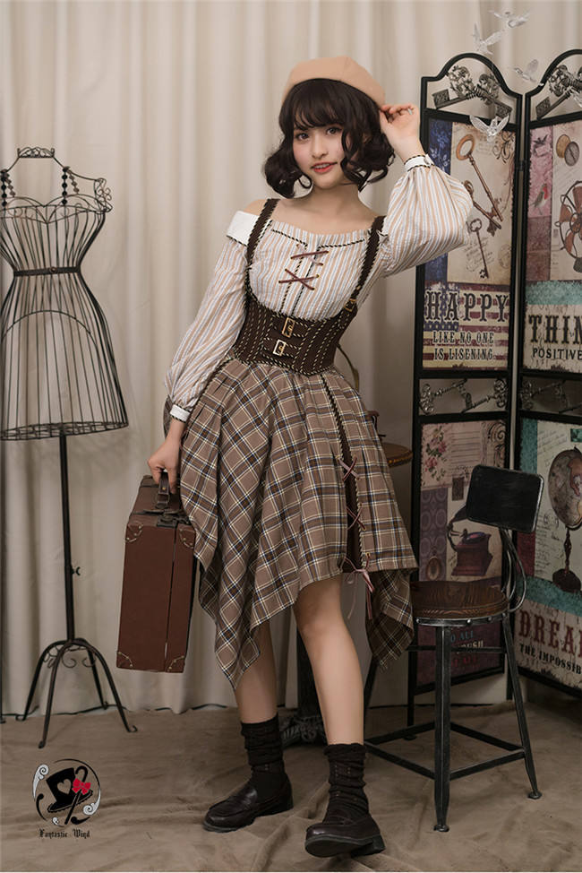 Junior Mechanic~ Classic Steam punk Lolita Blouse+Corset+Skirt Set -OUT