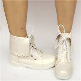 Pearl White Flod cuff Lolita Boots
