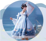 NyaNya Lolita Boutique ~Over the Sea the Moon Shines Bright Qi Lolita JSK -Ready Made