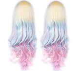 Beautiful Rainbow Long Curls Lolita Wig off