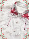 Diamond Honey Strawberry Garden Embroidery Chiffon Short Sleeves Blouse -out
