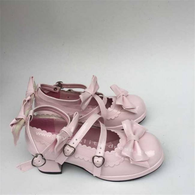 Beautiful Claret Matte Bows Lolita Shoes