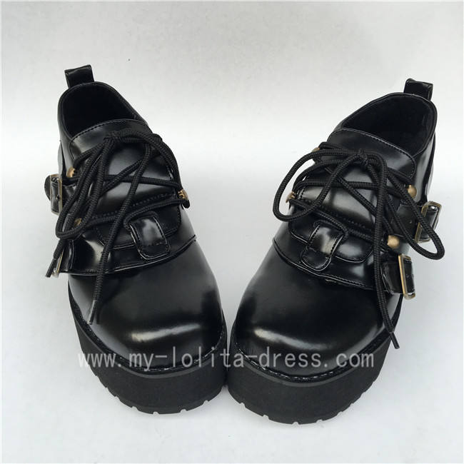 Gothic Black Matte Lolita High Platform Shoes