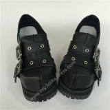 Black Square Heels Cowhide Lolita Shoes