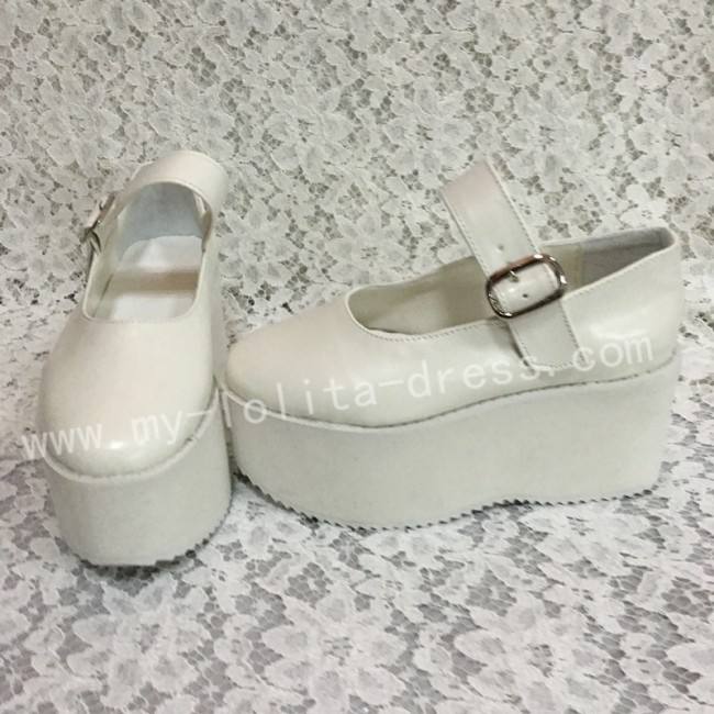 Girls Matte White Lolita High Platform Classic Shoes