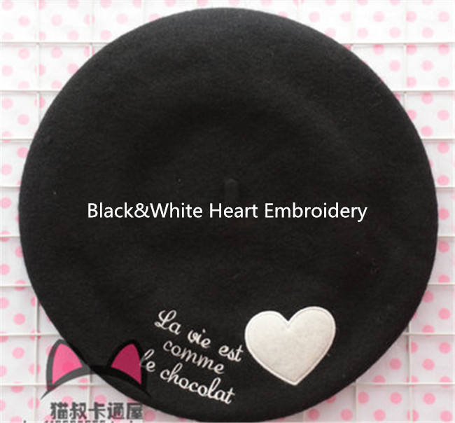 Swimmer Wool Sweet Embroidery Lolita Beret In Stock