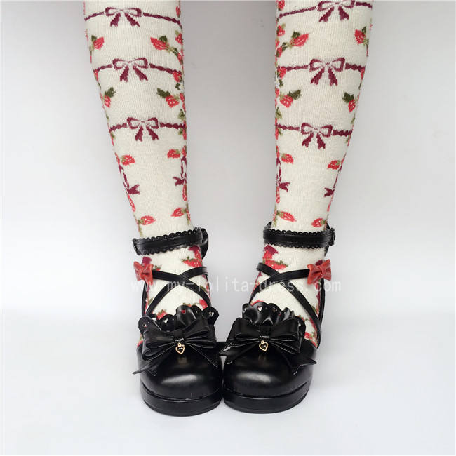 Sweet Red Bows Lolita Heels Shoes
