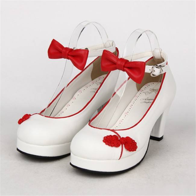 Angelic Imprint- Elegant Bow Embroidery Round/Square Heels Qi Lolita Shoes