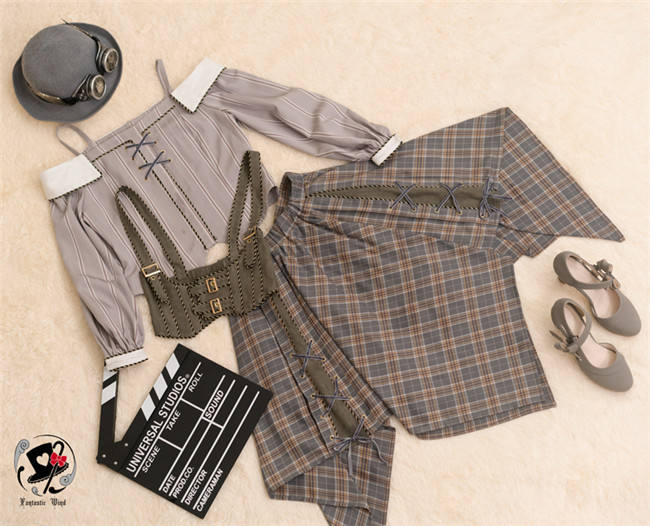Junior Mechanic~ Classic Steam punk Lolita Blouse+Corset+Skirt Set -OUT