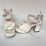 Sweet Matte White Lolita  Heel Shoes with bows