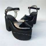 Elegant Glossy Black Lolita High Platform Shoes