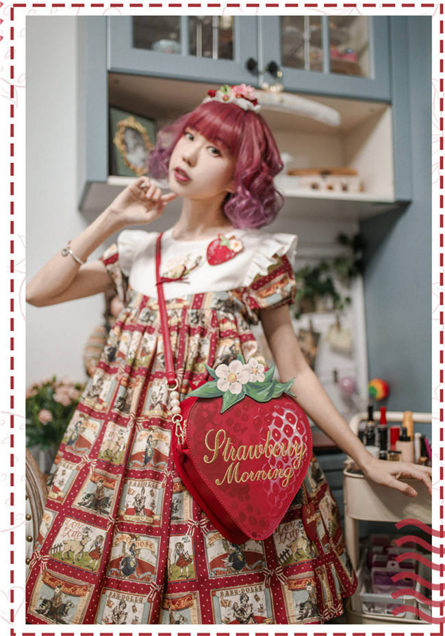 A Strawberry~Sweet Bows Lolita cross bag -Ready Made