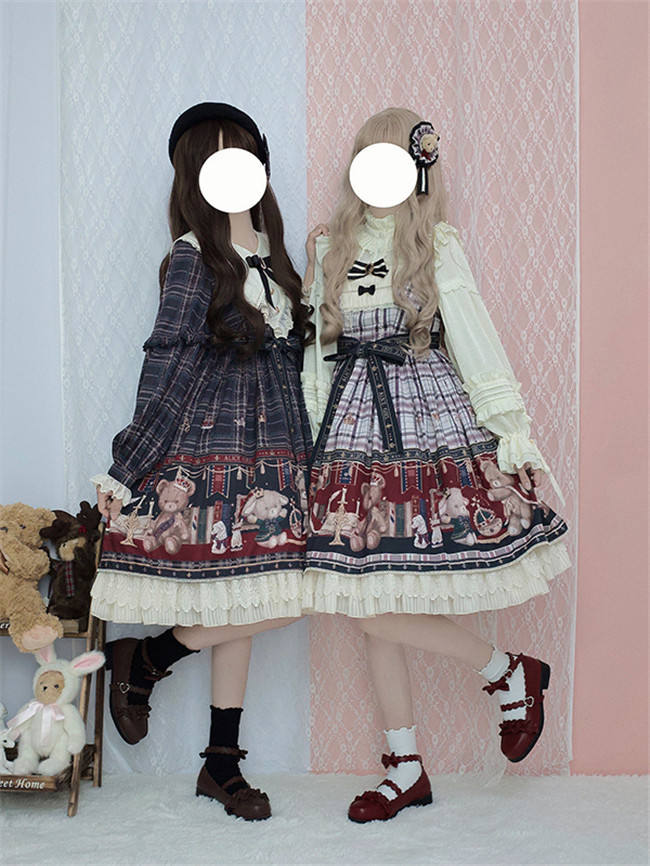 Alice Girl ~Gingham Teddy Lolita JSK -Pre-order