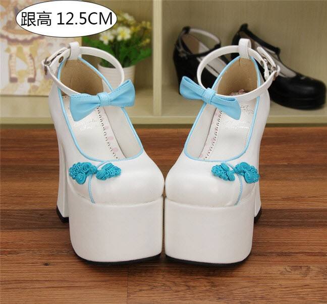 Angelic Imprint- Elegant Bow Embroidery Round/Square Heels Qi Lolita Shoes