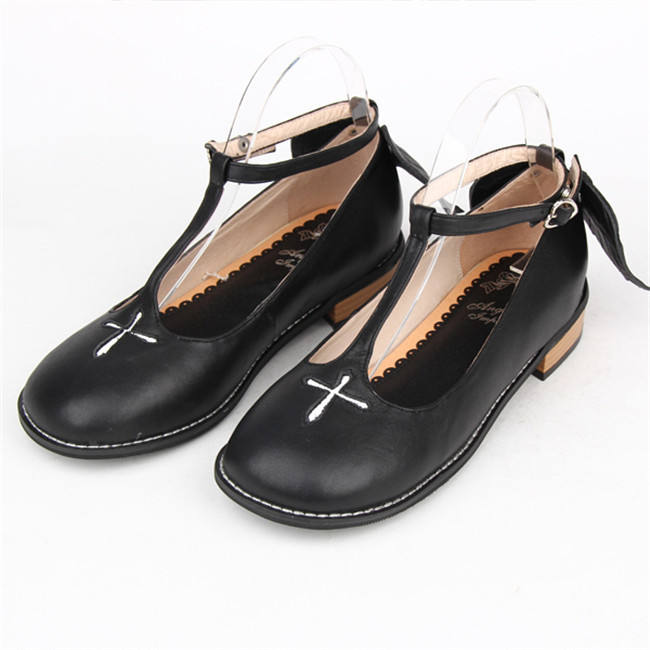 Angelic Imprint- Sweet T-shaped Straps Lolita Flat Shoes with Detachable Angel Wings