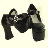 High Platform Black Buckle Lolita Shoes
