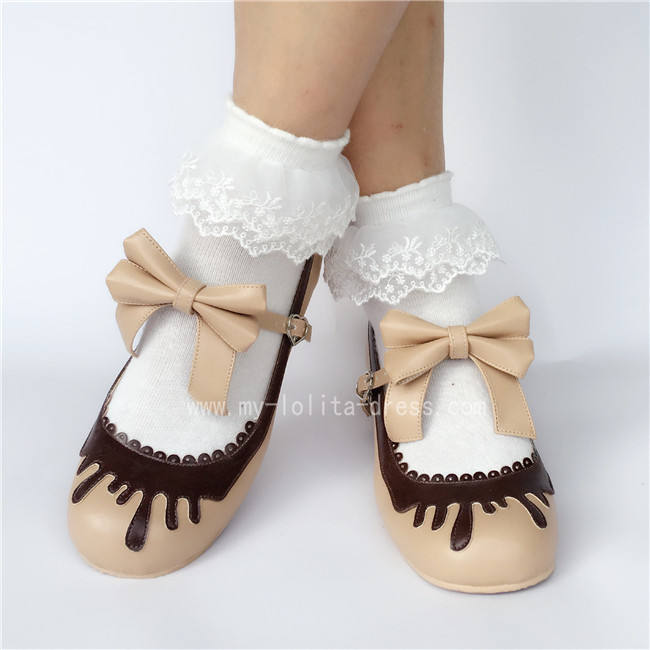 Sweet Black With Coffee Lolita Heels Shoes