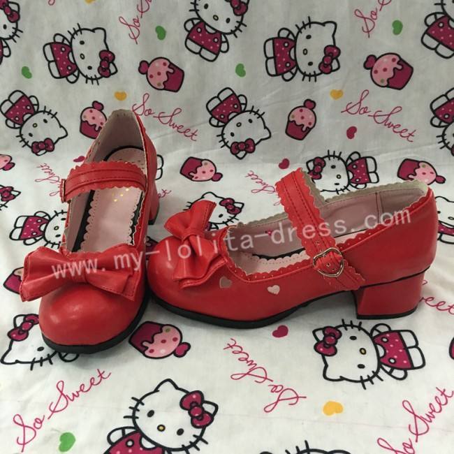 Black Bow Hearts Lolita Shoes
