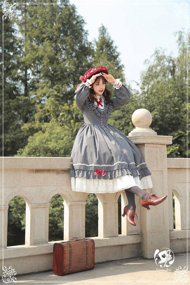 The Florentine Traveller~ College Style Lolita Long Sleeves OP  -Ready Made