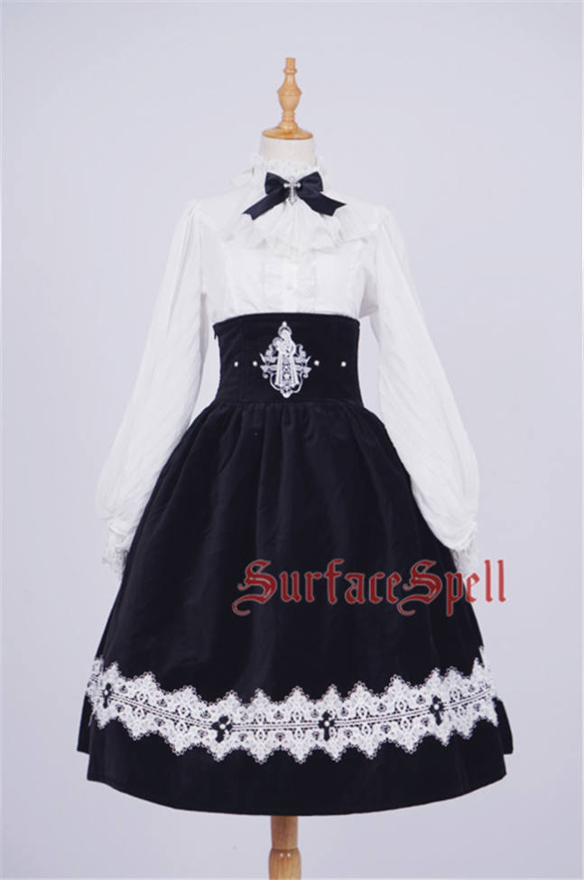 The Virtuous Orchid~ Vintage Velveteen Steel Bone Lolita Skirt