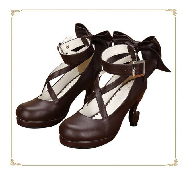 Angelic Imprint- Popular Brown Bow Lolita Anime Heels Shoes