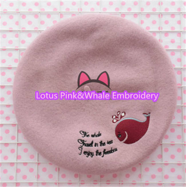 Swimmer Wool Sweet Embroidery Lolita Beret In Stock