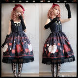 Honey Honey Lolita ~ Chinese Pear-leaved Crabapple Little Red Riding Hood Lolita Normal Waist JSK -Pre-order Closed
