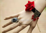 Black Velvet Belt Red Rose Vintage Pendant Lolita Bracelet-OUT